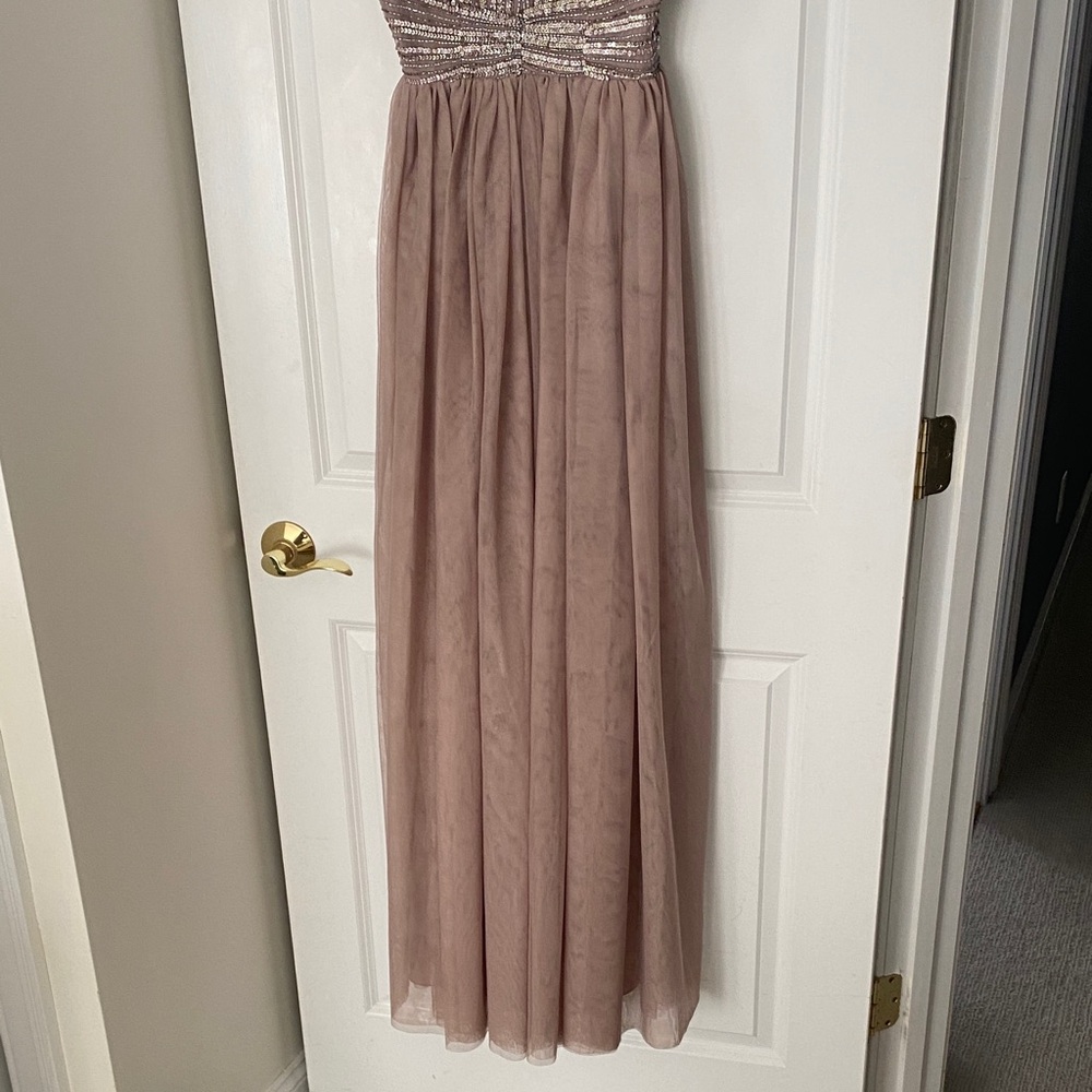 Asos Mauve Tulle Evening Gown/Bridesmaid/Prom Dress with Beaded Bodice - Picture 2 of 4